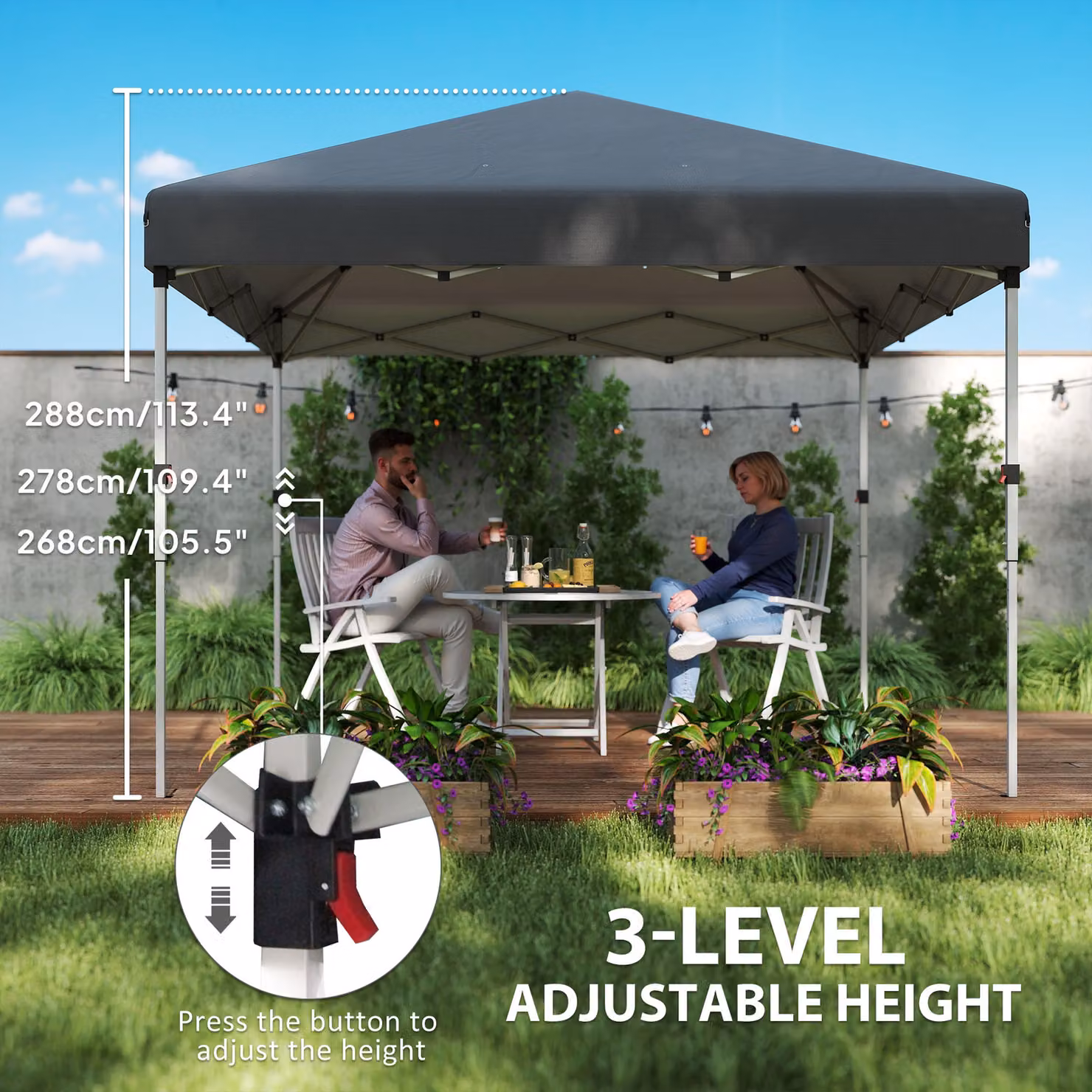 Outsunny Pop-Up Garden Gazebo with Sidewalls and Weight Bags, Dark Grey, W: 300 cm x D: 300 cm – 7