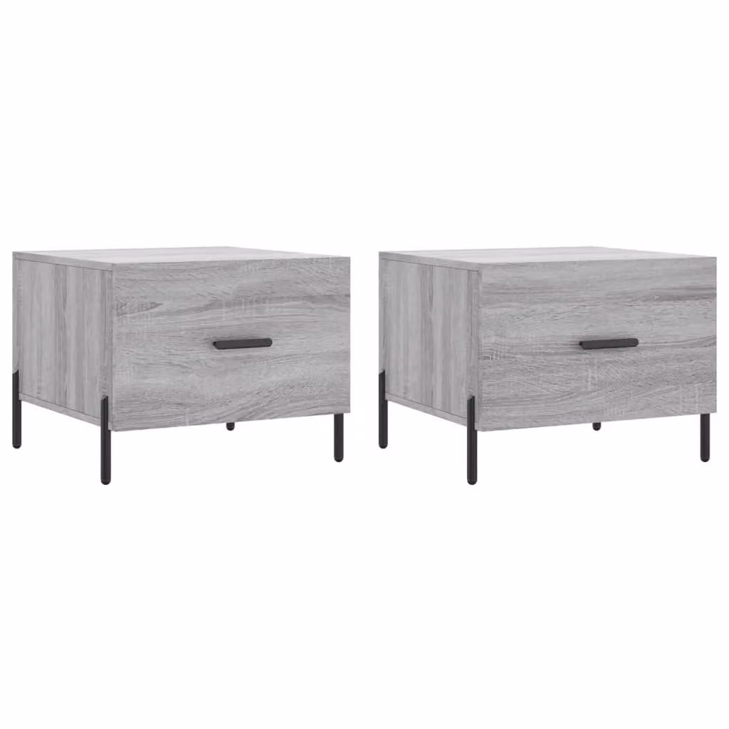 Berkfield Home Set of 2 Grey Sonoma Coffee Tables, W/D/H: 50 x 50 x 40 cm
