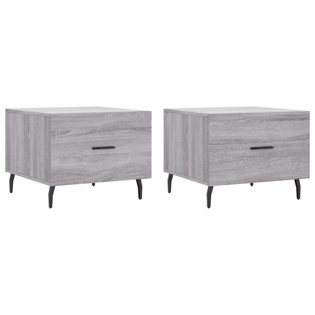 Berkfield Home Set of 2 Modern Square Coffee Tables in Grey Sonoma, W/D/H: 50 x 50 x 40 cm – 2