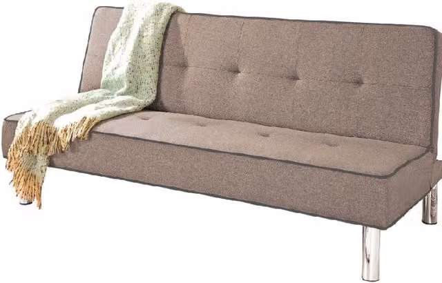 Comfy Living Brown Modern Fabric 3 Seater Click Clack Sofa Bed