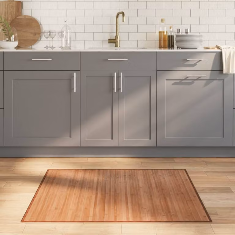 Berkfield Home Rectangular Bamboo Rug in Brown, W: 80 cm, D: 100 cm