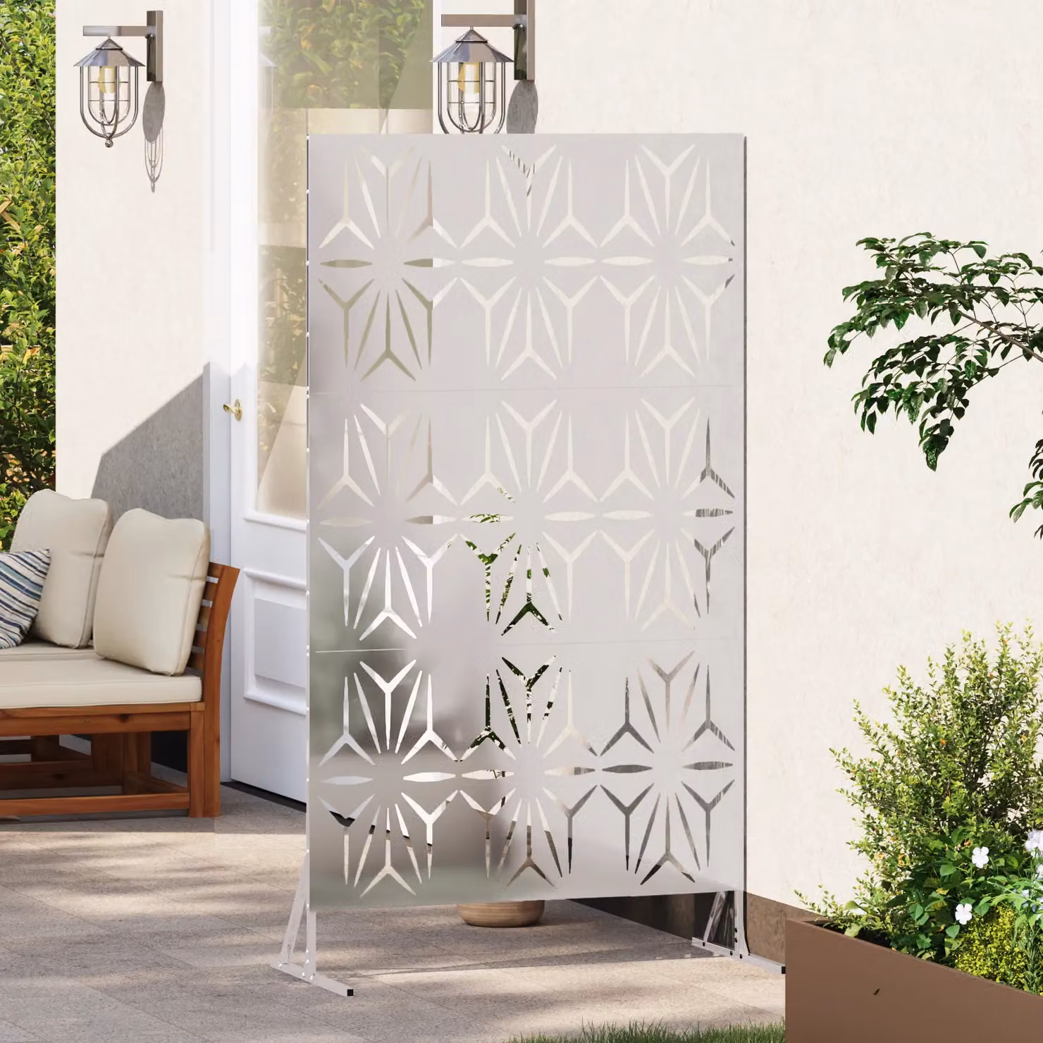 Berkfield Home Silver Stainless Steel Privacy Screen, W: 100 cm, D: 50 cm, H: 180 cm – 3