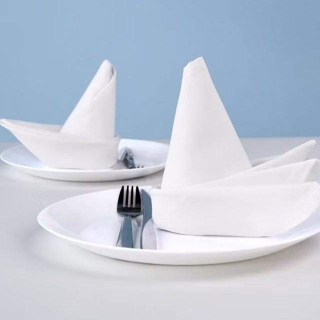 Trimming Shop Plain White Polyester Cocktail Napkins, Pack of 10
