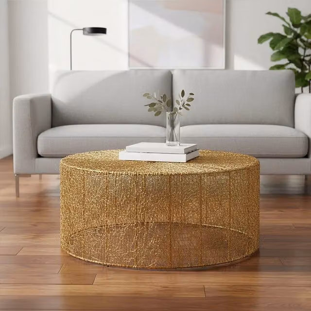 Orsina Gold Metal Nesting Coffee Table with Round Nested Tops – 1
