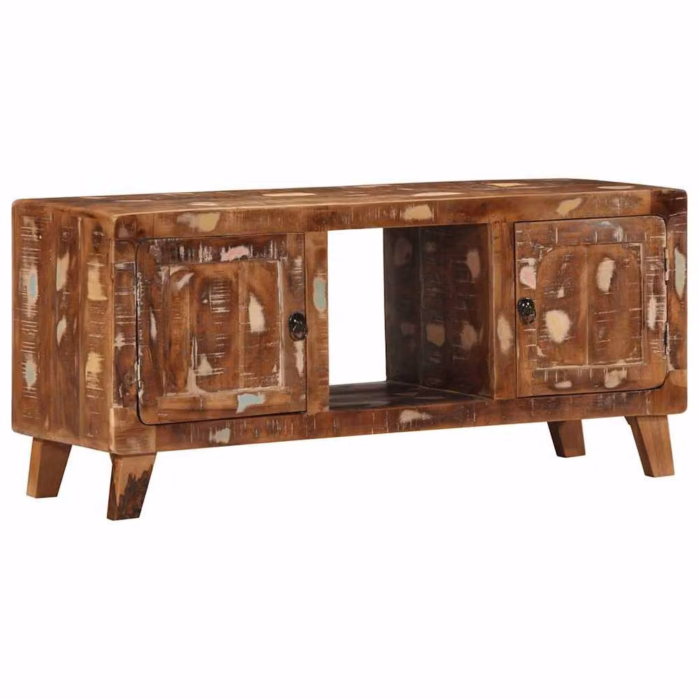 Berkfield Home Rustic Reclaimed Solid Wood TV Cabinet in Brown, W/D/H: 105 x 46 x 32 cm – 2