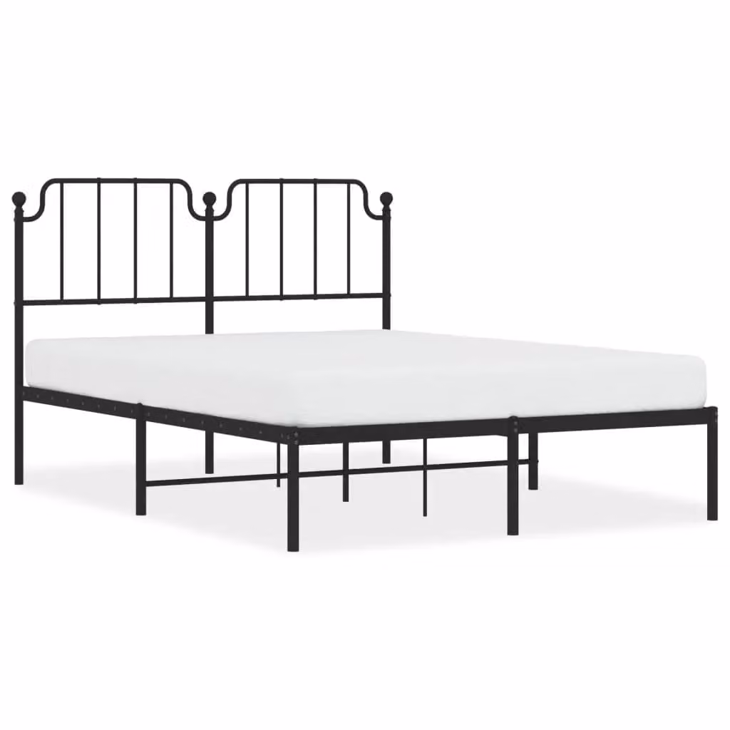 Berkfield Home Metal Bed Frame with Headboard, Black, W/D/H: 140 x 190 cm – 2
