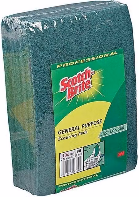 Scotch-Brite Professional General Purpose Scourers, 10 Pack, Green and Multicolour