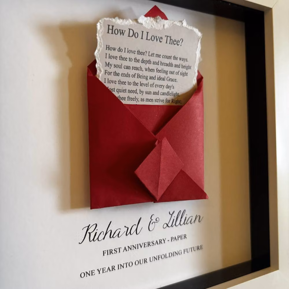 Afewhometruths Personalised 1st Wedding Anniversary Paper Gift Frame in White – 3