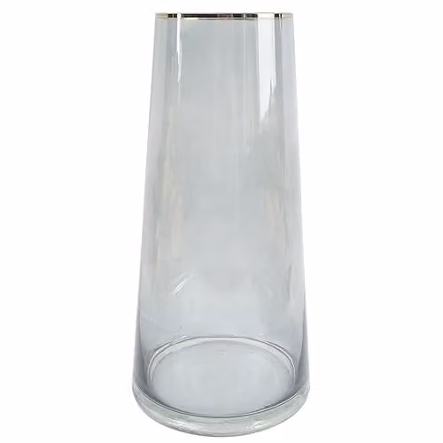 Leaf Design Glass Tabletop Vase in Gold and Smoke Grey, Height: 28 cm