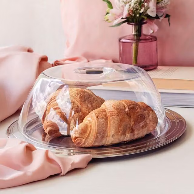 Tramontina Silver Round Cake Set with Stainless Steel and Acrylic, Diameter: 33 cm