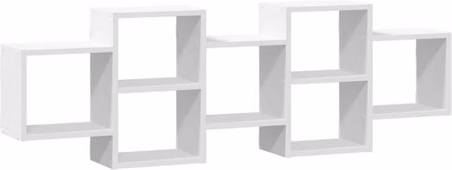 Berkfield Home Wall Mounted White Engineered Wood Shelf W: 129 cm, D: 42 cm, H: 18 cm
