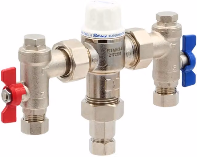 John Guest Speedfit RWC 15mm 4 In 1 Union Thermostatic Mixing Valve, TMV3 Approved, 38-46°C, Grey