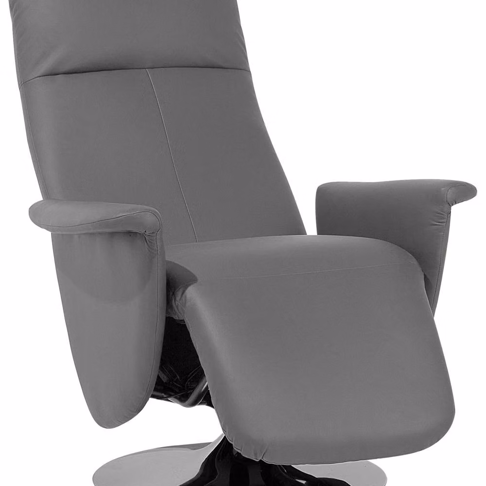 Wyld and Coco Grey Faux Leather Reclining Armchair with Pull-Out Ottoman, W/D/H: 80 x 82 x 113 cm – 2
