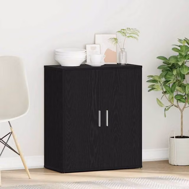 Berkfield Home Black Oak Sideboard, W: 60 cm, D: 31 cm, H: 70 cm – 1