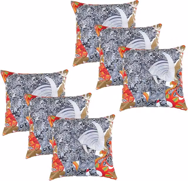 Gardenista Elephant Printed Outdoor Scatter Cushion Set of 6, Multicolour, Polyester