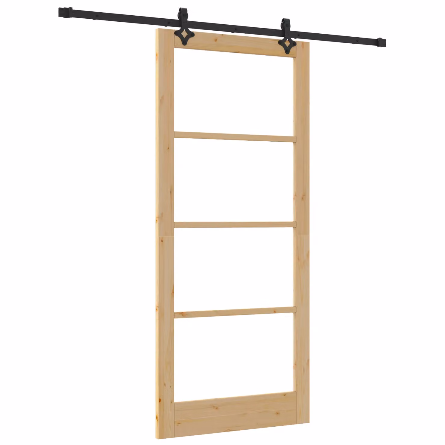 Berkfield Home Orkdal Modern Sliding Door with Hardware Set in Beige, Solid Wood and Glass – 2