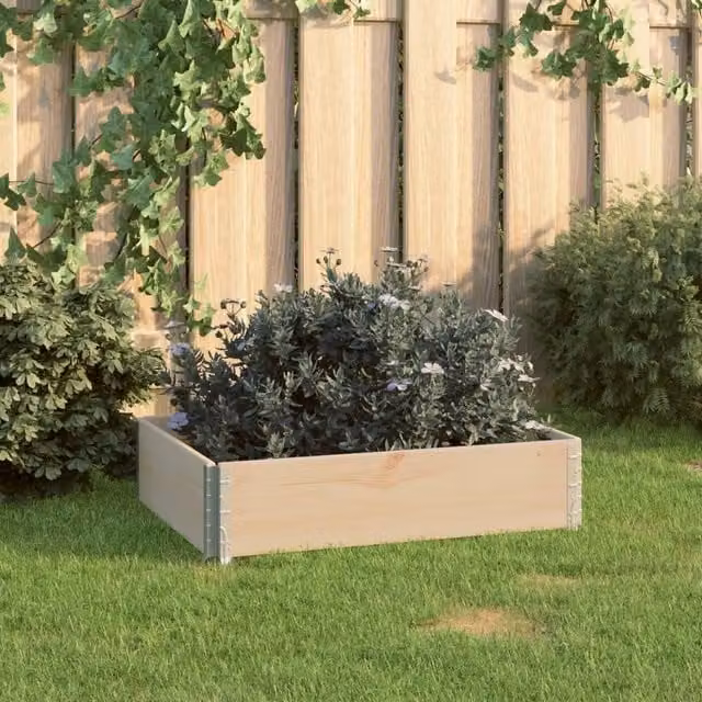 Berkfield Home Raised Bed in Brown Solid Pine Wood and Galvanised Steel, W: 80 cm, D: 60 cm
