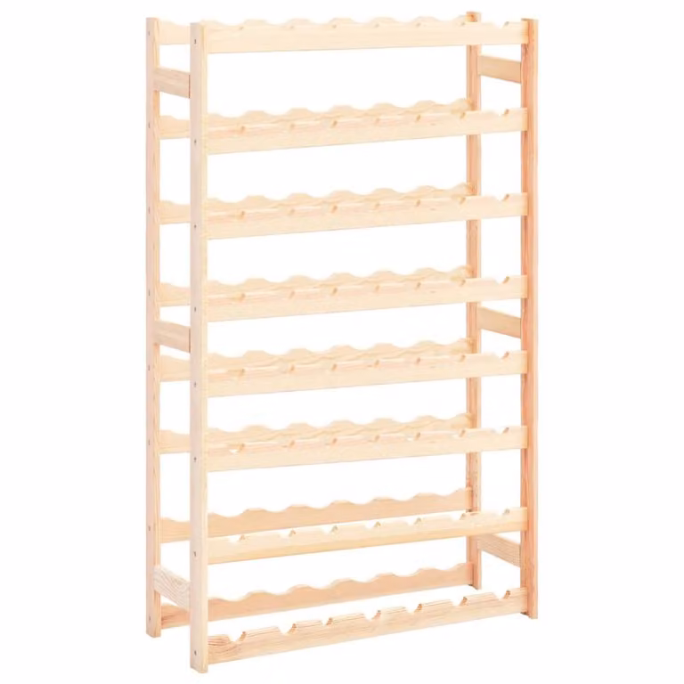 Berkfield Home Durable Pinewood Wine Rack for 56 Bottles, Beige, W/D/H: 118 x 25 x 72 cm