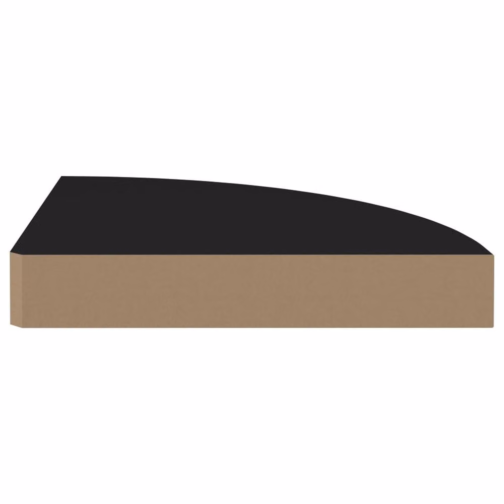 Berkfield Home Set of 4 Durable Black MDF Floating Corner Shelves, W/D/H: 25 x 25 x 3.8 cm – 4