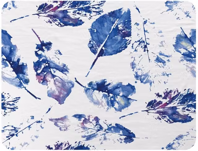 Benjamin Tate Design Autumn Leaves Fleece Blanket in Blue, Beige and Multicolour, W/H: 120 x 150 cm – 2