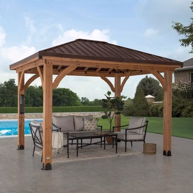 Backyard Discovery Barrington Cedar Wood Outdoor Patio Gazebo in Brown