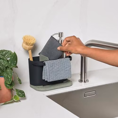 ReBorn Recycled Plastic Kitchen Sink Tidy in Sage Green and Charcoal Grey – 2