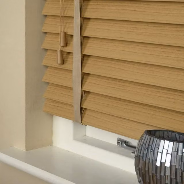 Terrys Made To Measure Wood Essence 50mm Wooden Venetian Blinds in Desert Oak Pine Brown