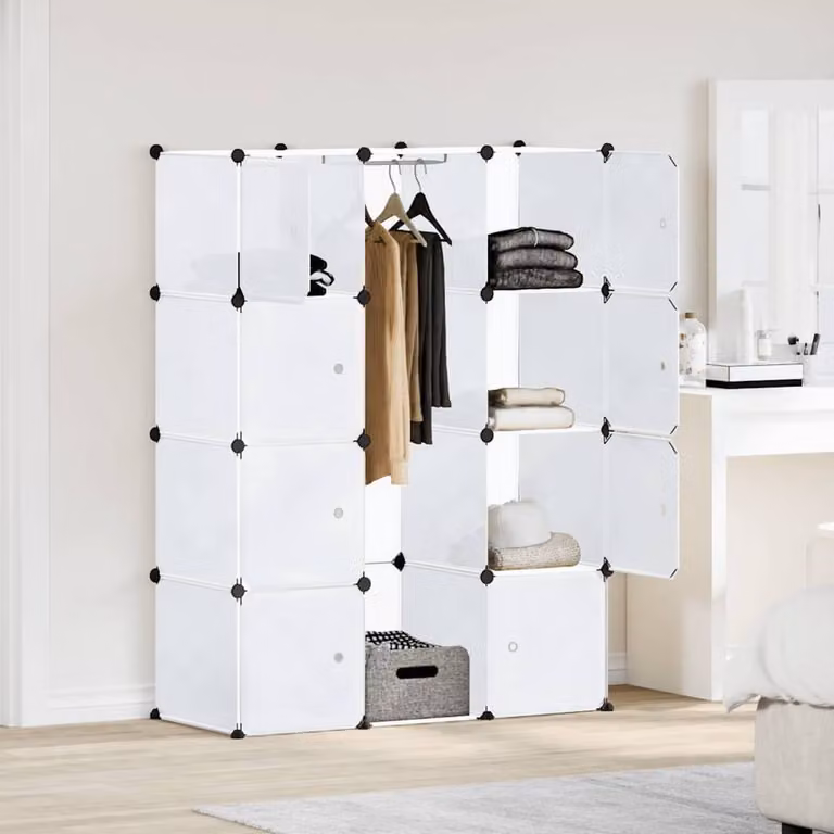 Berkfield Home Modular White Cabinet with 9 Compartments, W/D/H: 115 x 37 x 150 cm