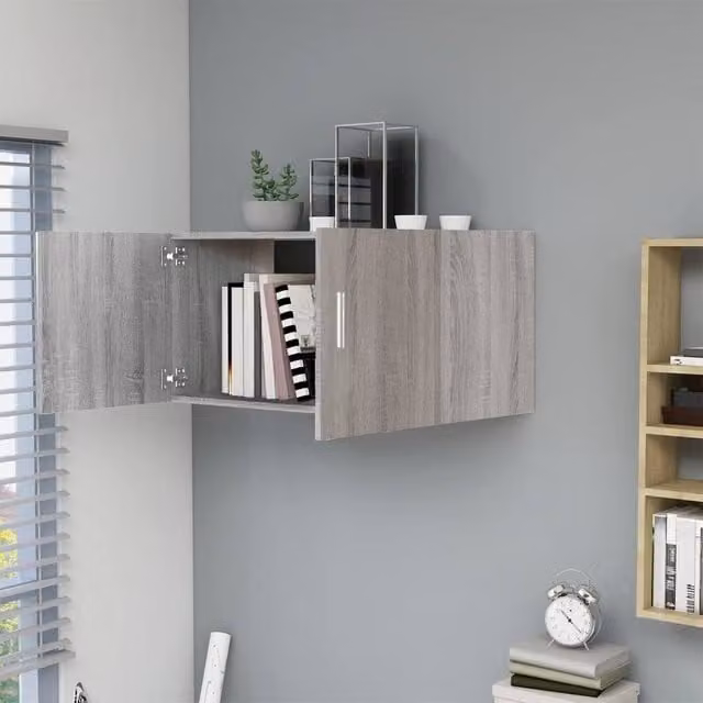 Berkfield Home Wall Mounted Cabinet in Grey Sonoma, W/D/H: 80 x 39 x 40 cm – 1