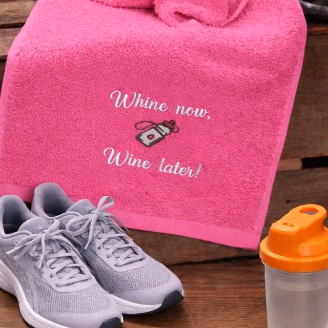 Duncan Stewart Pink Cotton Running Sports Towel with Whine Now Whine Later Design – 1