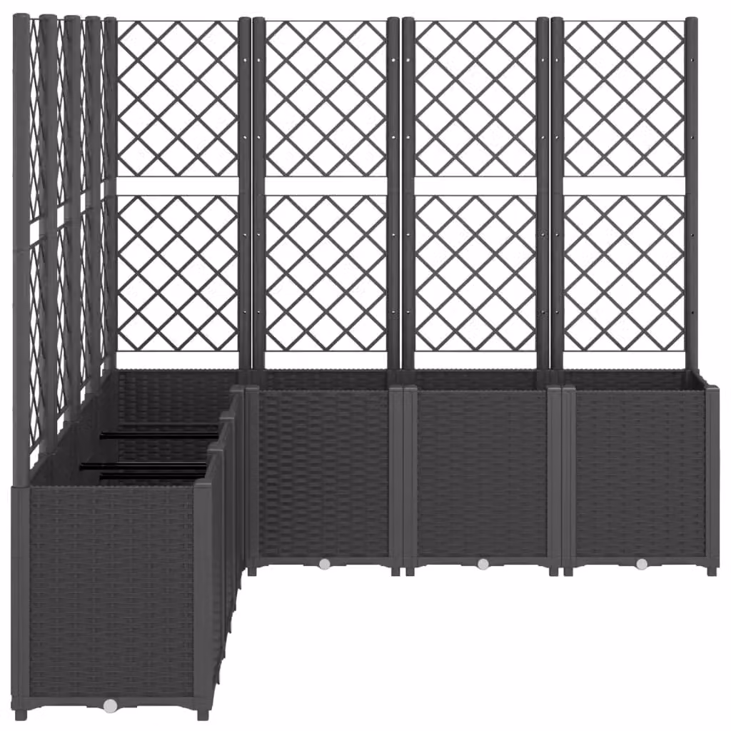 Berkfield Home Garden Planter with Trellis in Black, W/D/H: 160 x 160 x 140 cm – 3
