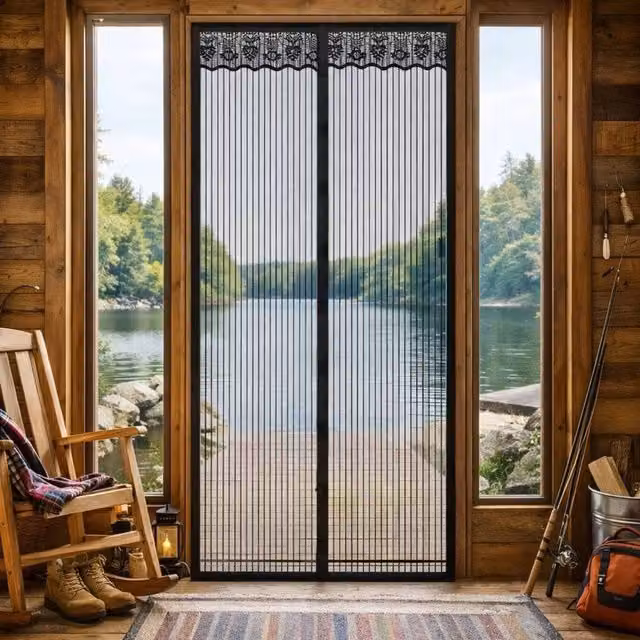 EONLION Insect Door Net Screen Bug Door Curtain, Black, Width: 100 cm