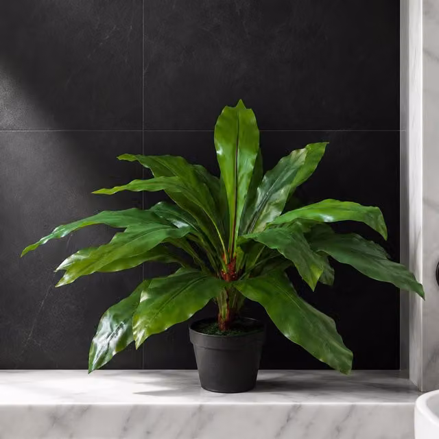 Leaf Design Large Artificial Bird's Nest Fern Plant in Green, Height: 60 cm