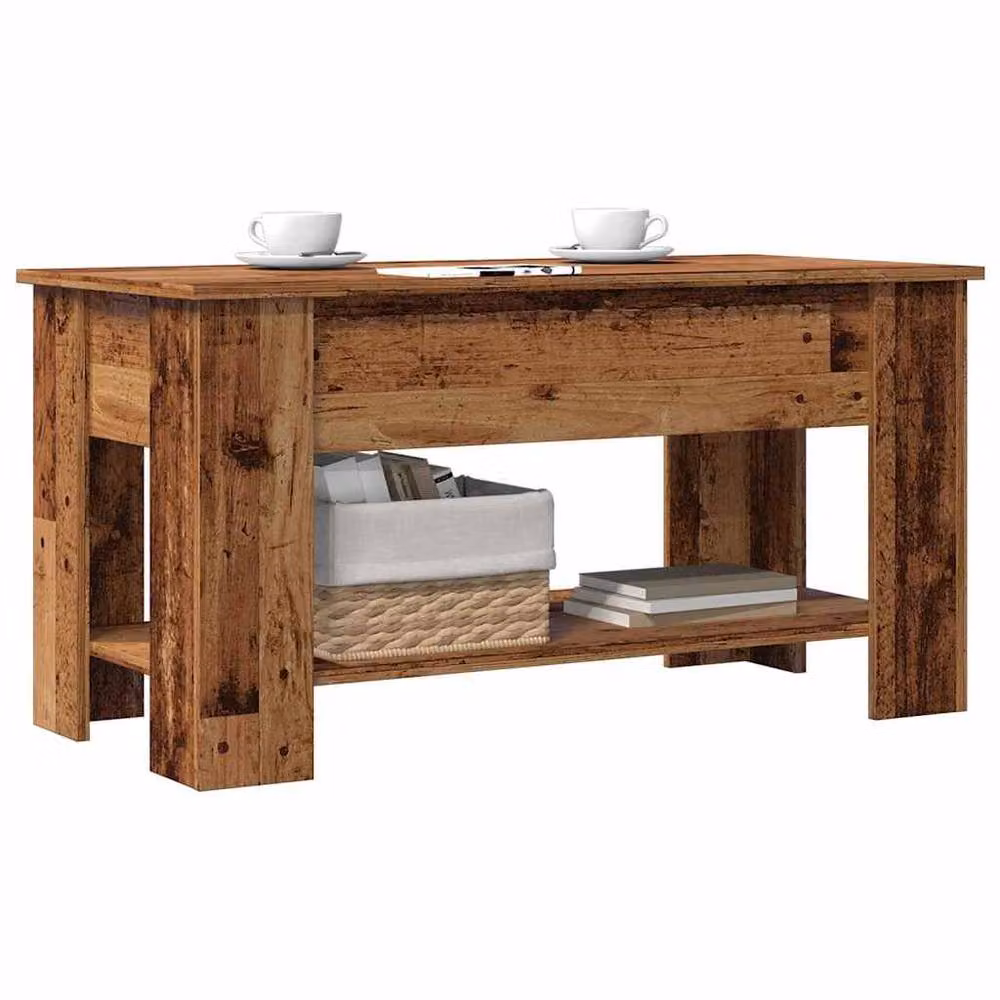 Berkfield Home Modern Rectangular Coffee Table in Brown, W/D/H: 101 x 49 x 52 cm – 1
