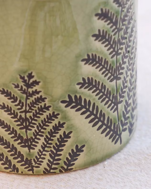 Dibor Traditional Style Green and Brown Ceramic Churn Vase for Indoor Floral Tabletop Decoration – 2