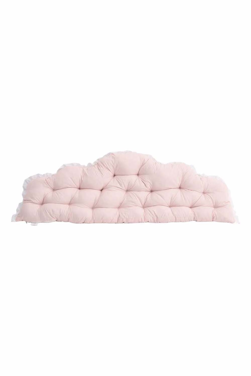 Living and Home Upholstered Rectangular Headboard Pillow with Ruffle Trim in Pink and White – 3