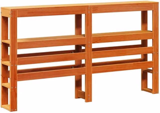Berkfield Home Rustic Solid Wood Pine Headboard with Integrated Bedside Shelves, Wax Brown, Width: 120 cm – 1