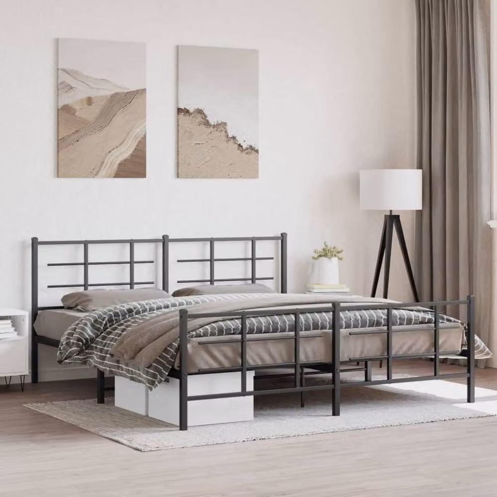 Berkfield Home Metal Bed Frame with Footboard, Black, W/D/H: 183 x 90 x 187 cm – 2