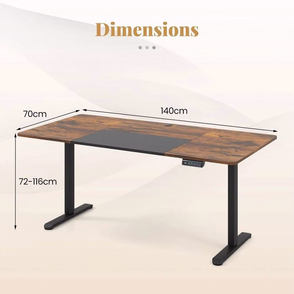 Kelvenix Electric Standing Desk in Brown, W/D/H: 140 x 70 cm – 2