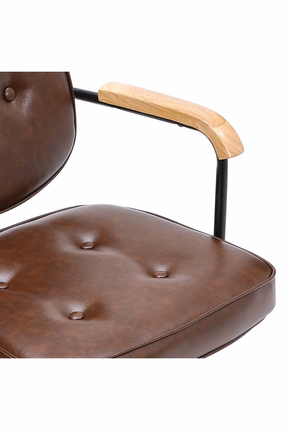 Garden Sanctuary Brown Synthetic Leather Executive Office Chair with Wood Armrests – 5