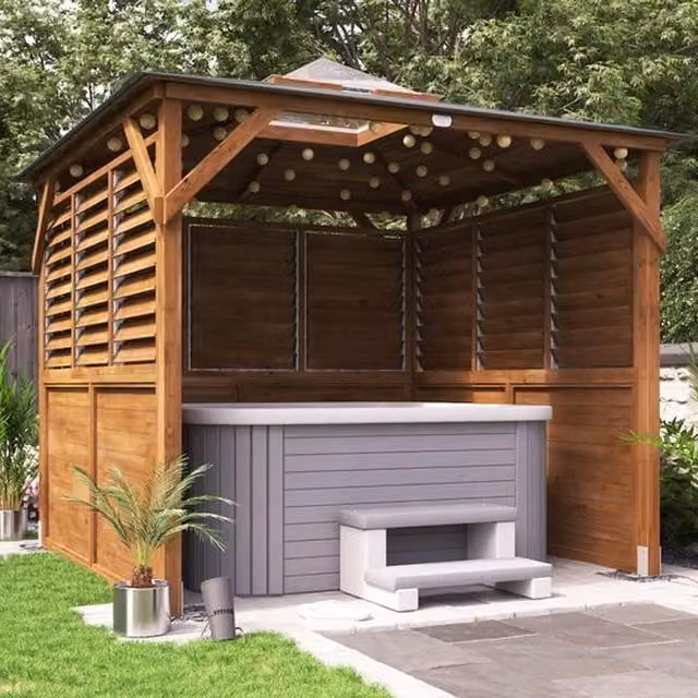 Dunster House Erin Half Curved Wooden Dome Gazebo in Brown