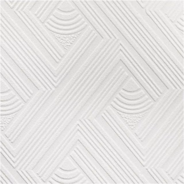 Superfresco White Paintable Geometric Abstract Art Nouveau Vinyl Wallpaper, Width: 52 cm