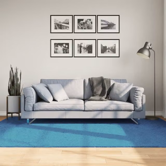 Berkfield Home OVIEDO Short Pile Rug in Turquoise Blue, W: 160 cm, L: 230 cm