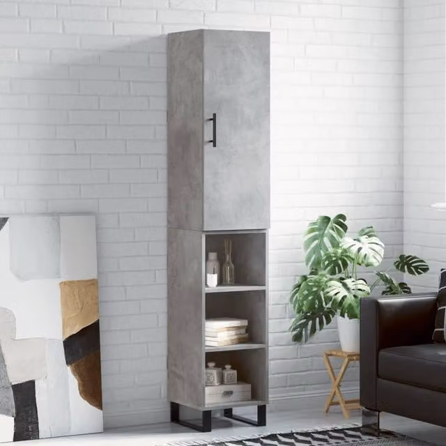 Berkfield Home Highboard in Concrete Grey, H 180 x W 34.5 x D 34 cm – 1