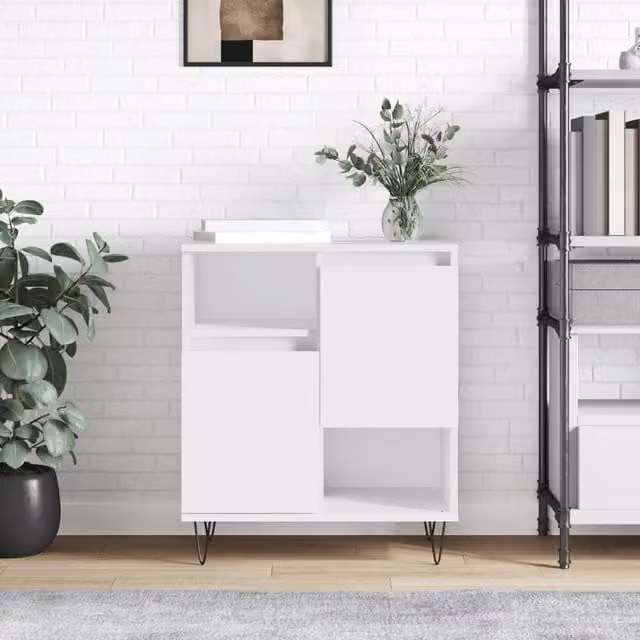 Berkfield Home White Classic Sideboard in Matt Engineered Wood W/D/H: 60 x 35 x 70 cm