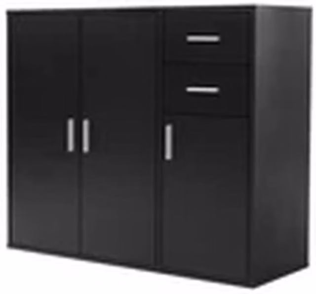 EONLION Modern Black Wooden Sideboard Cabinet Storage Unit