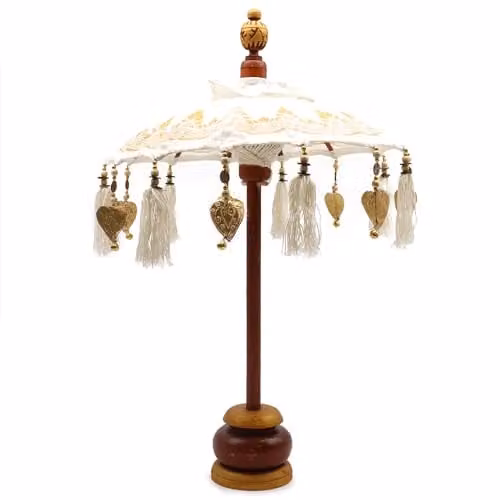 Serenityy Bali Ethnic Canvas Parasol in Gold, Sand and White, Diameter: 40 cm – 1