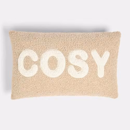 OHS Boucle Fabric Decorative Scatter Cushion with Slogan Print, Beige, W: 50 cm, H: 30 cm – 2