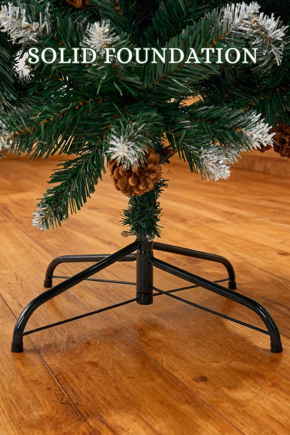 Garden Sanctuary Tabletop Artificial Christmas Tree with Metal Stand in Green, White and Multicolour – 3
