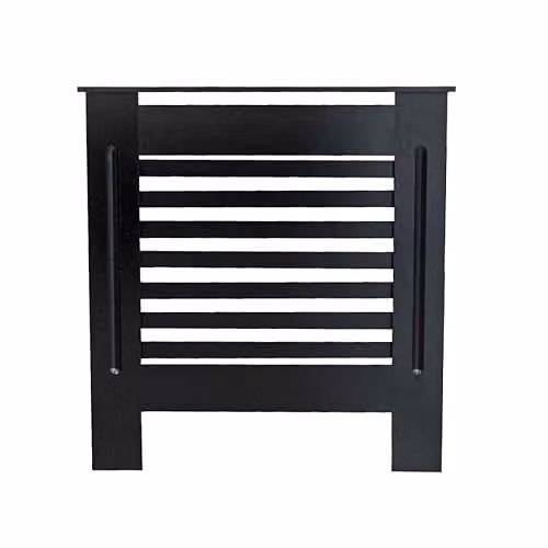 Airwave Horizontal Line Style Radiator Cover in Black Painted MDF, W/D/H: 81.5 x 19.0 x 78.0 cm – 1